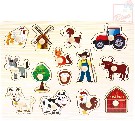 BINO DŘEVO Baby puzzle farma 14 dílků vkládačka pro miminko